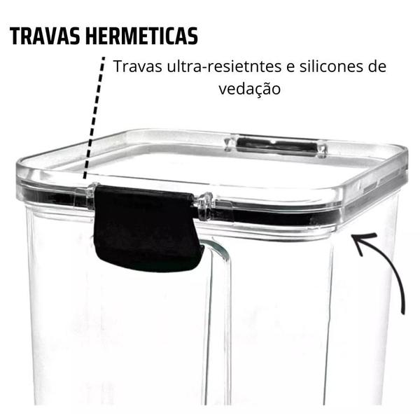 Imagem de Pote Hermetico Organizador Alimentos Empilhavel Trava 1L