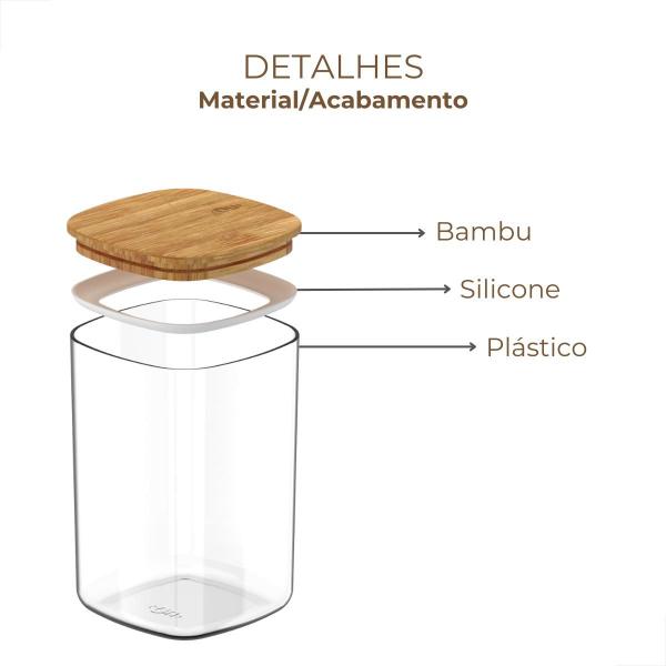 Pote Hermético Organizador Retangular 1litro Natural Ou Imagem de Pote Hermético Organizador Retangular 1litro Natural Ou
