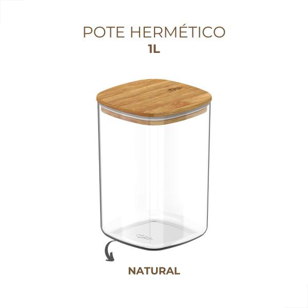 Pote Hermético Organizador Retangular 1litro Natural Ou Imagem de Pote Hermético Organizador Retangular 1litro Natural Ou