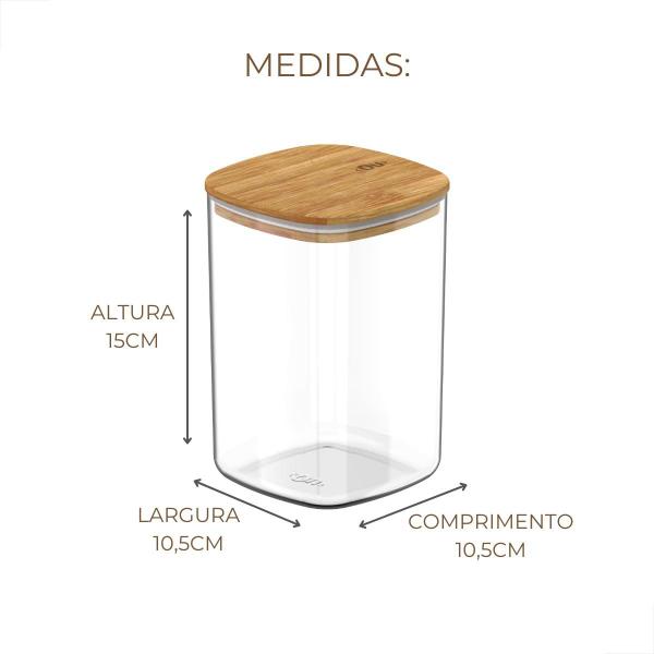 Pote Hermético Organizador Retangular 1litro Natural Ou Imagem de Pote Hermético Organizador Retangular 1litro Natural Ou