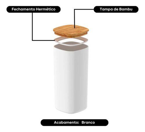 Imagem de Pote Hermético Organizador Tampa De Bambu 1,5L - Branco