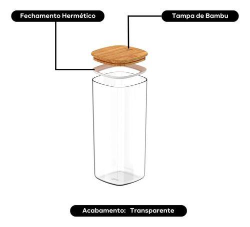 Imagem de Pote Hermético Organizador Tampa De Bambu 1,5L Natural