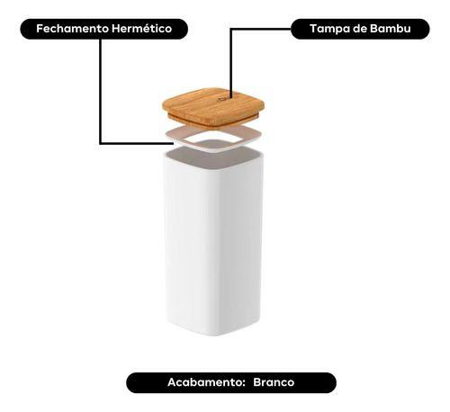 Imagem de Pote Hermético Organizador Tampa de Bambu 340ml - Branco