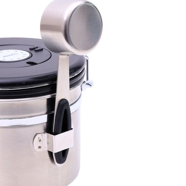 Imagem de Pote Hermético para Café de Aço Inox com Colher Preto 1,4L