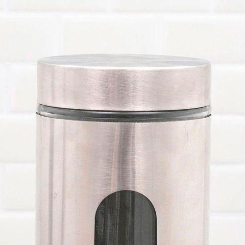 Pote Hermético Porta Mantimentos Aço Inox Em Vidro Com Visor - Mimo Style Imagem de Pote Hermético Porta Mantimentos Aço Inox Em Vidro Com Visor