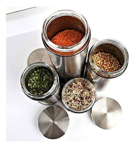 Pote Hermético Porta Mantimentos Aço Inox Em Vidro Com Visor - Mimo Style Imagem de Pote Hermético Porta Mantimentos Aço Inox Em Vidro Com Visor