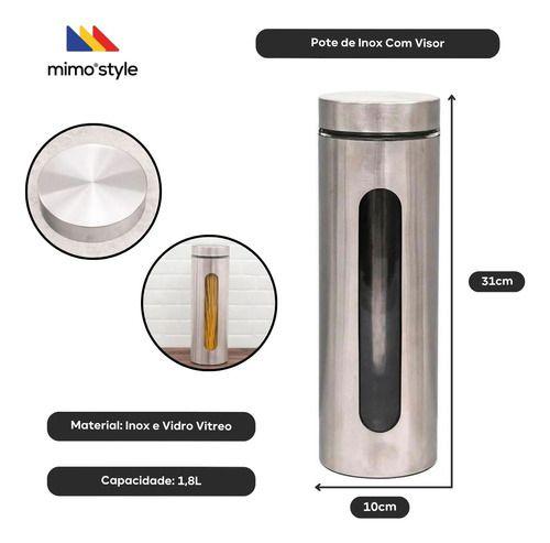 Pote Hermético Porta Mantimentos Aço Inox Em Vidro Com Visor - Mimo Style Imagem de Pote Hermético Porta Mantimentos Aço Inox Em Vidro Com Visor