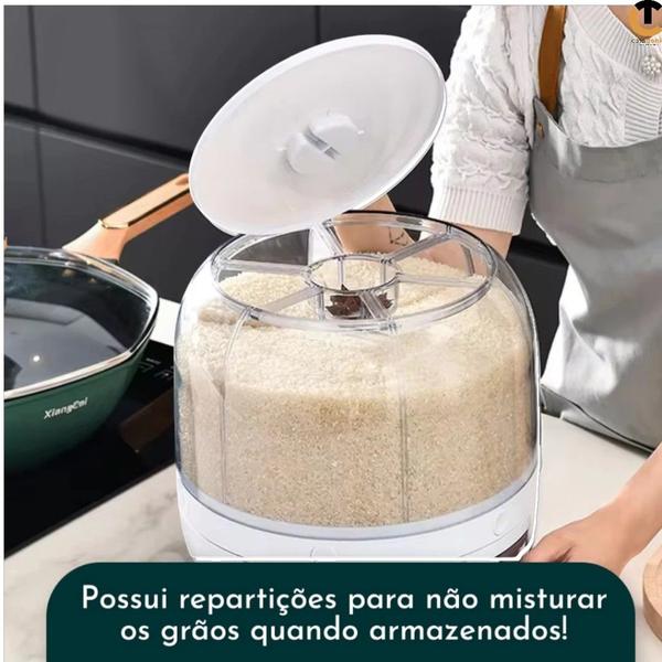 Imagem de Pote Hermético Porta Mantimentos Dispenser Giratório Organizador com 6 Compartimentos Cereais Grãos