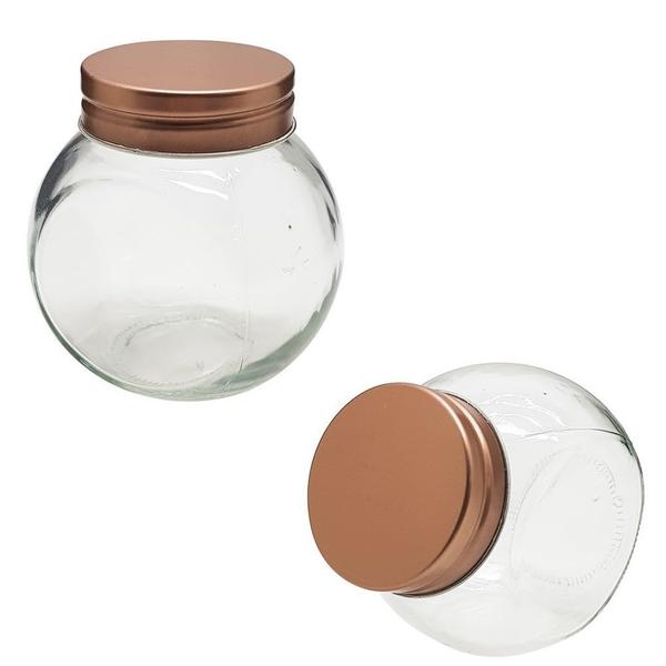 Imagem de Pote Hermético Porta Mantimentos Vidro Cobre 650ml Rose Gold