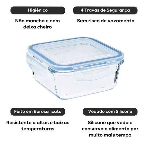 Imagem de Pote Hermético Quadrado Vidro Alimento Vedado 1050ml