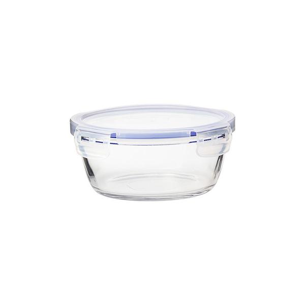 Pote Hermético Redondo em Vidro c/ Tampa em Plástico Transparente/Azul 1L - Hauskraft Imagem de Pote Hermético Redondo em Vidro c/ Tampa em Plástico Transparente/Azul 1L - Hauskraft