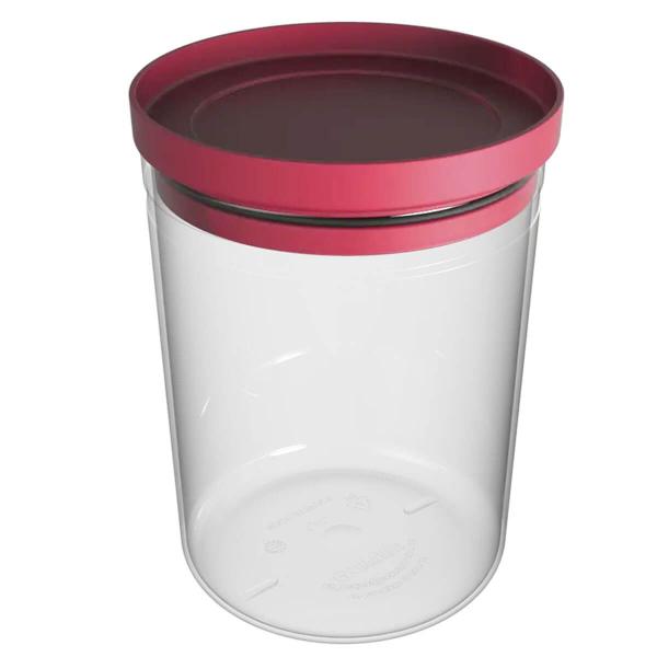 Imagem de Pote Hermético Soprano Porta Mantimentos 1,6l Transparente Tampa Plástico Vermelho