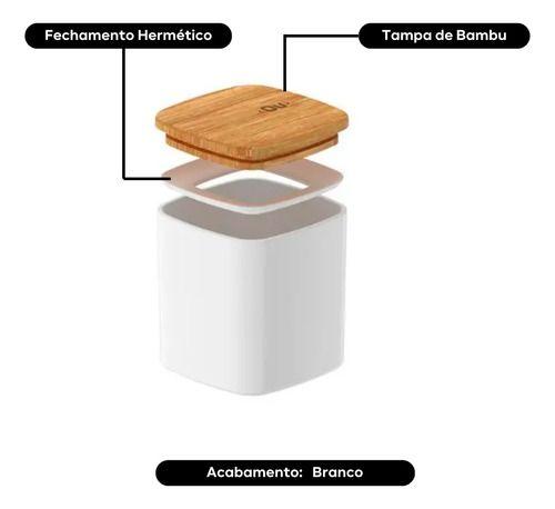 Imagem de Pote Hermético Tampa De Bambu 150ml Branco - Ou