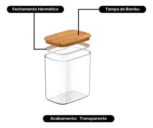 Imagem de Pote Hermético Tampa De Bambu Natural 1,5 Litro - Ou