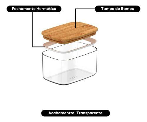 Pote Hermético Tampa De Bambu Natural 650ml - Ou Imagem de Pote Hermético Tampa De Bambu Natural 650ml