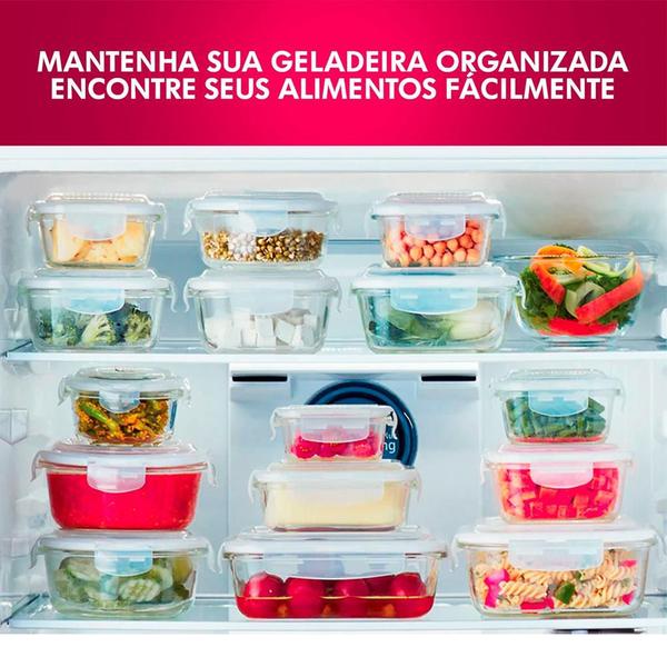 Imagem de Pote Hermético Vidro Retangular Freezer E Microondas 640ml Armazenar Conservar Alimentos BPA Free