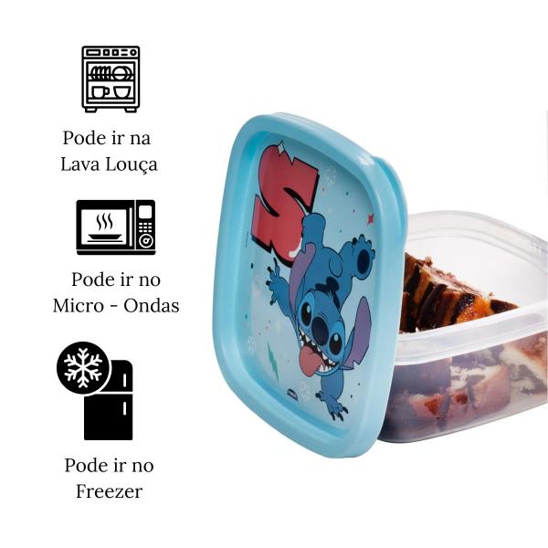 Imagem de Pote Lanche Escola Porta Mantimentos Decorado Stitch 580 ml Livre de Bpa Plasutil