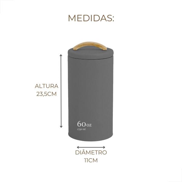 Imagem de Pote Lata Porta Mantimentos Hermético Metal Sense 1,7l Ou 