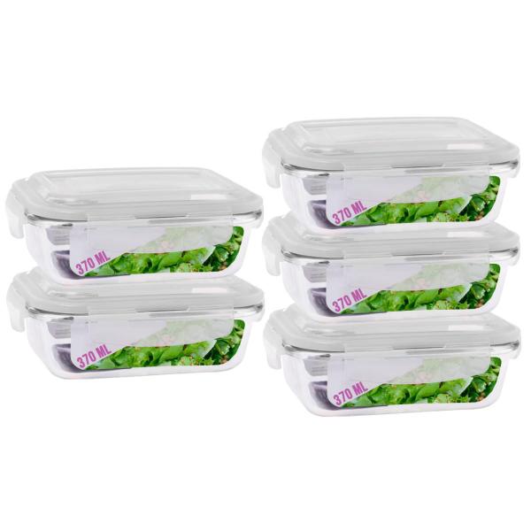 Pote Mantimento 4 Travas 370ml Vidro Tampa Não Vaza - 5 Un - PRATICASA Imagem de Pote Mantimento 4 Travas 370ml Vidro Tampa Não Vaza - 5 Un