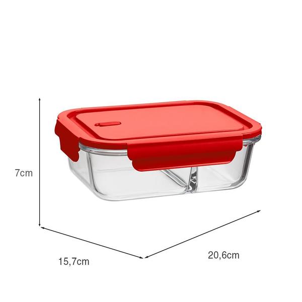 Imagem de Pote Marmita Com Divisória Vidro Borossilicato 1L Cores
