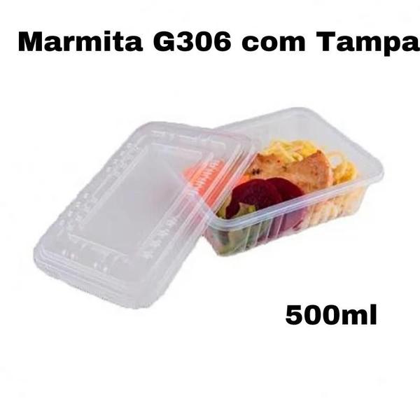 Imagem de Pote Marmita com Tampa G306 para Micro Ondas e Freezer Galvanotek 500ml. Caixa com 40 Unidades.