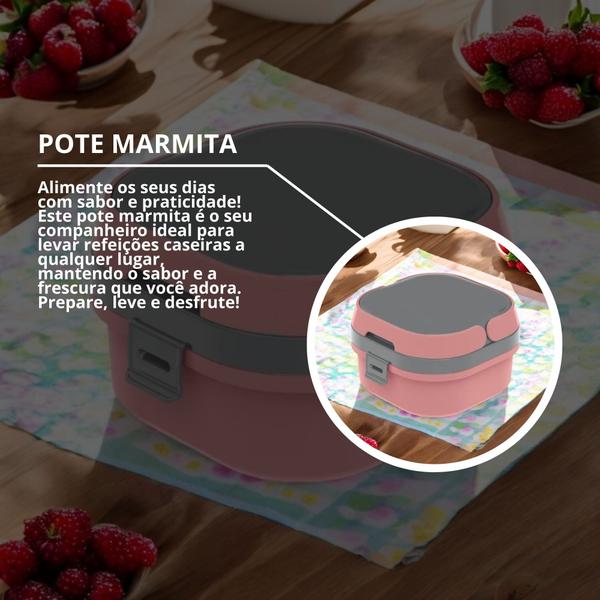 Imagem de Pote Marmita Fit Lancheira 660ml C/ Alça Trava Divisória Design Sofisticado Prático