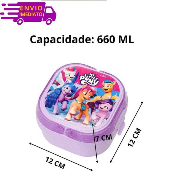 Imagem de Pote Marmita Infantil 2 Compartimentos Menina 660ml