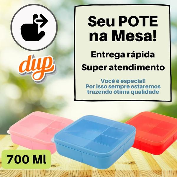 Imagem de Pote Marmita Miami DUP 700ml 3 Divisórias Tampa Hermética Micro-Ondas Lava-Louças Freezer Bpa Free