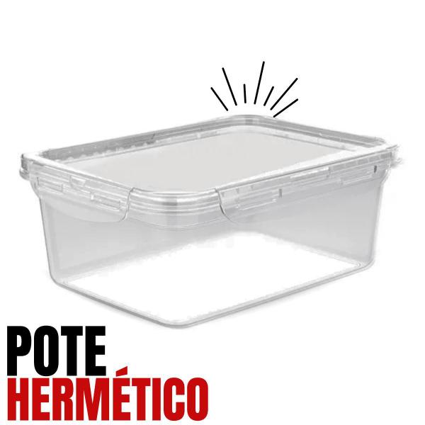 Imagem de Pote Marmita Transparente Com Tampa Trava Hermético 1400ml