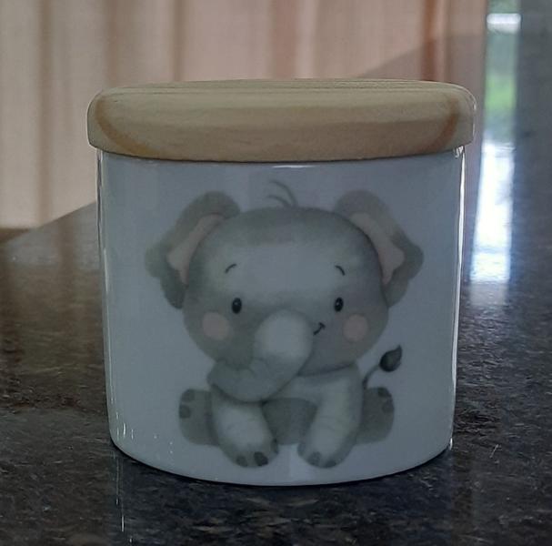 Imagem de Pote Menor para Kit higiene bebê Safari - Peça Porcelana Tampa Pinus