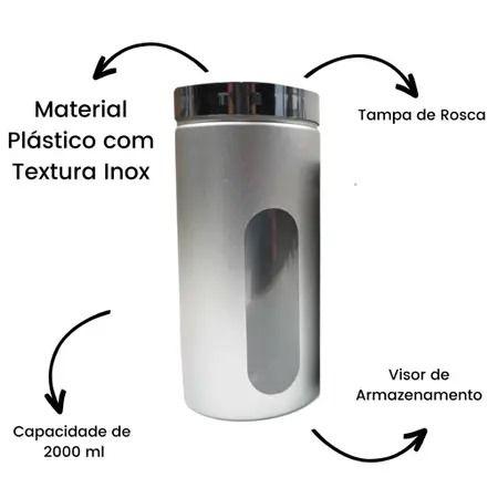 Imagem de Pote metalizado c/ visor Chumbo Plástico 1500ml/2000ml