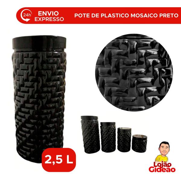 Imagem de Pote mosaico 2500ml fume c tampa preta