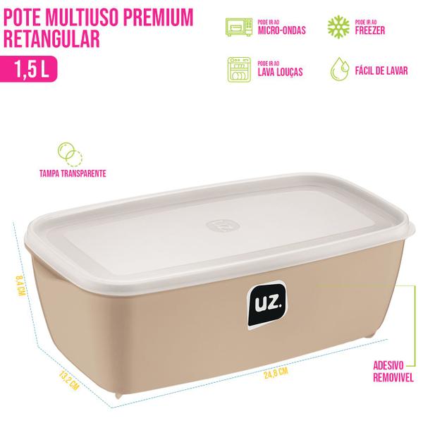 Imagem de Pote Multiuso 1,5L Micro-ondas Freezer Resistente Plástico Premium Congelador Organizador Cozinha