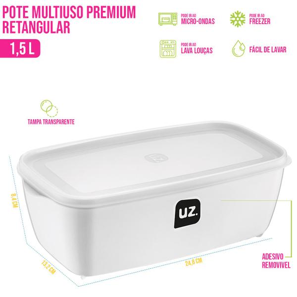 Imagem de Pote Multiuso 1,5L Micro-ondas Freezer Resistente Plástico Premium Congelador Organizador Cozinha