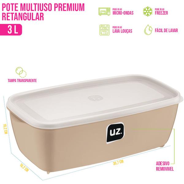 Imagem de Pote Multiuso 3L Micro-ondas Freezer Resistente Plástico Premium Congelador Organizador Cozinha