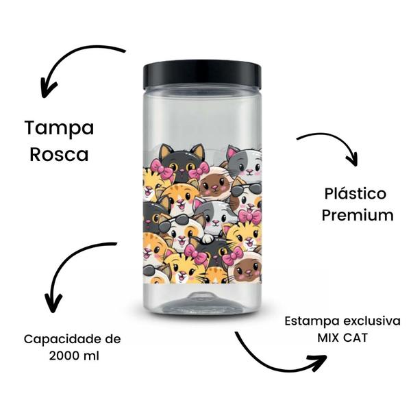 Imagem de Pote organizador 2000ml mix cat estampa gato mantimento