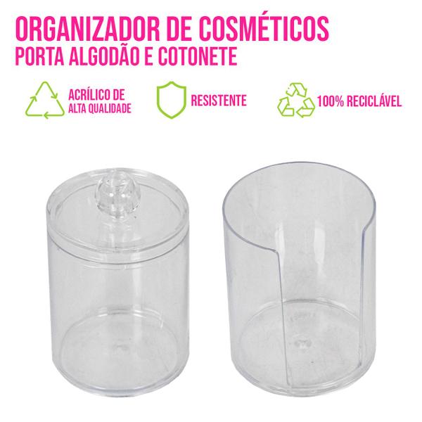 Imagem de Pote Organizador de Cosméticos Circular Joias Porta Algodão