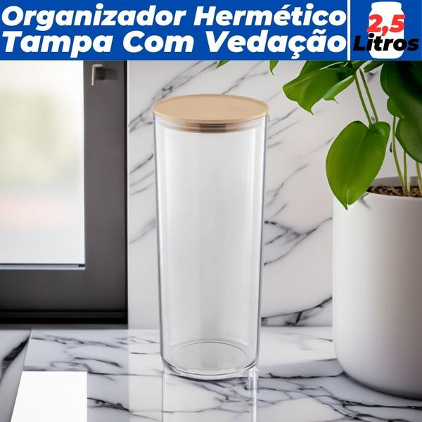 Imagem de Pote Organizador Hermético Para Mantimentos 2,5L Tampa Com Vedação