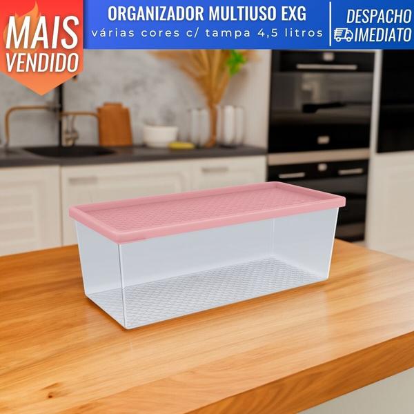 Pote Organizador Multiuso 4,5L Geladeira Cozinha Acrílico Translúcido C/ Tampa - Uz Utilidades Imagem de Pote Organizador Multiuso 4,5L Geladeira Cozinha Acrílico Translúcido C/ Tampa