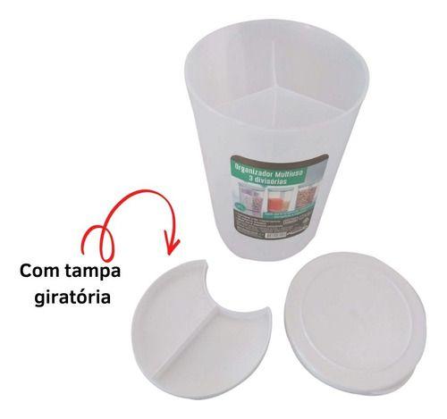 Imagem de Pote Organizador Multiuso Com 3 Divisórias 500ml Plasvale