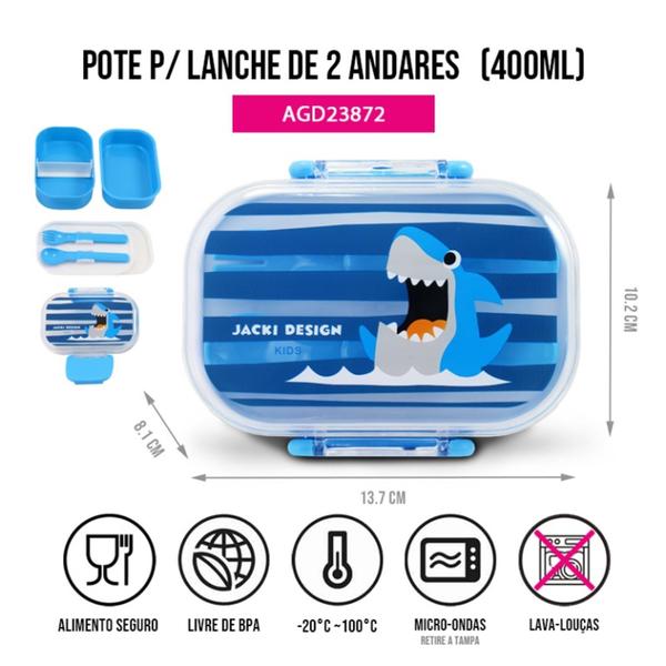 Pote p/ Lanche de 2 Andares Infantil 400ml Jacki Design - Pimpolho Azul Imagem de Pote p/ Lanche de 2 Andares Infantil 400ml Jacki Design - Pimpolho Azul