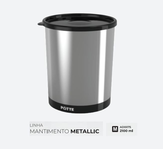 Imagem de Pote para Alimentos 2,1 Litros Metallic Com Tampa Bpa Free