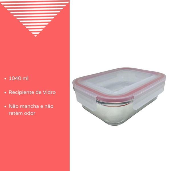 Imagem de Pote para alimentos em vidro com tampa de 1040ml bela kasa