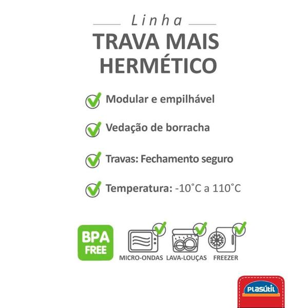 Imagem de Pote para lanche com 2 divisórias tampa transparente porta frios hermético vasilha marmita geladeira