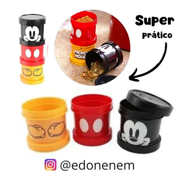 Imagem de Pote para lancheira infantil Mickey empalhável conjunto de potes lanchinho escolar divertido disney