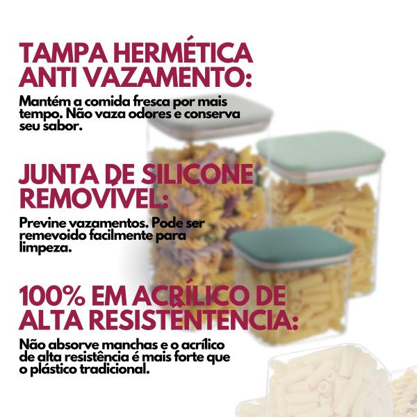 Imagem de Pote Para Mantimentos/Macarrão/Biscoitos Para Cozinha Com Tampa Hermética 1300ML