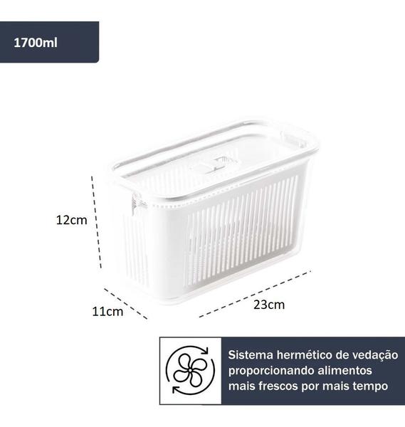 Imagem de Pote Para Mantimentos Slim Multiuso Com Cesta 1700ml Branco