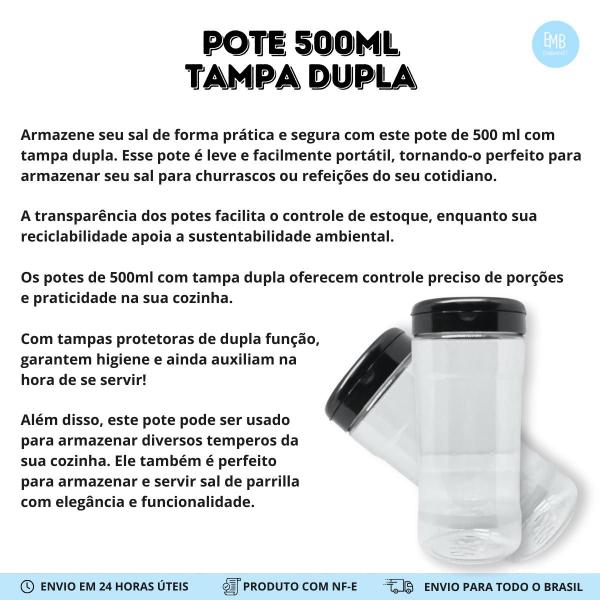 Imagem de Pote Para Sal Tampa Com Furinhos 500g Transparente 5 Unidades