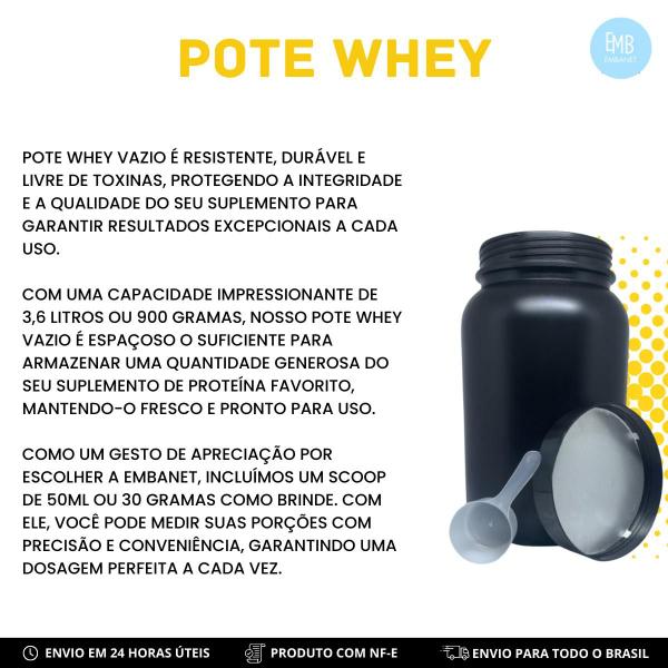 Imagem de Pote Para Whey Preto Com Tampa e Selo de Inducao 2und