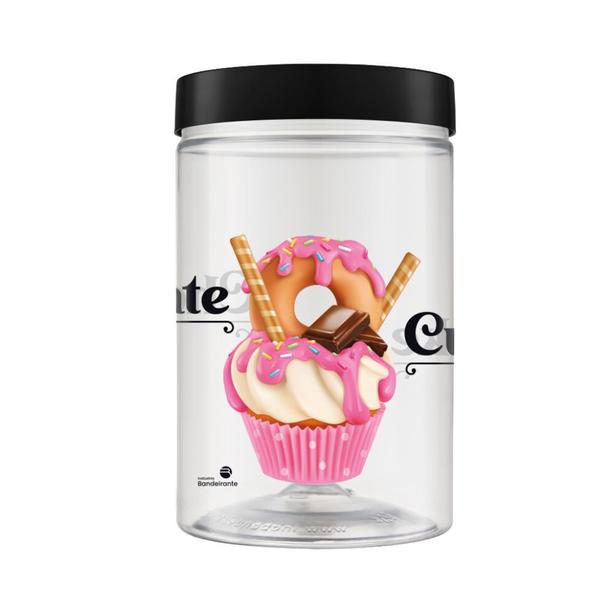 Imagem de Pote Plástico 1,5L Redondo Decorado Cupcake Chocolate Bandeirante